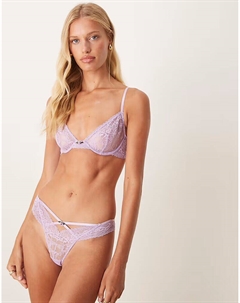 Кружевные стринги Rosalie с цветочной отделкой сиреневого цвета Asos design