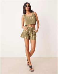 Джинсовые шорты А-силуэта в полоску Asos design