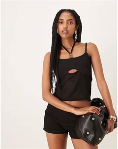 Топ, связанный крючком, с халтер-воротником и отделкой бисером, черный Asos design