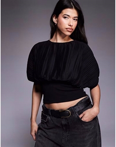 Топ с плиссировкой и присборенной талией черного цвета Asos design