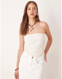 Удлиненный топ-бандо, связанный крючком, полупрозрачный, кремового цвета Asos design