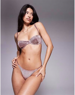 Бюстгальтер-балконет на косточках Brie с пайетками, розовый Asos design