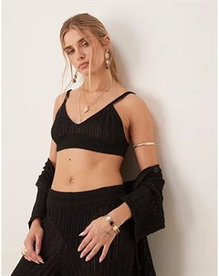 Топ-бралет с ажурной строчкой, черный Asos design