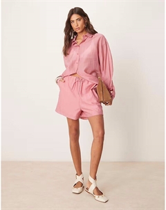 Шорты из органзы с завязкой на талии, светло-розовый цвет Asos design