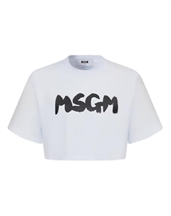 Футболка с рукавом дроп-плечо женская белая SS24 Msgm