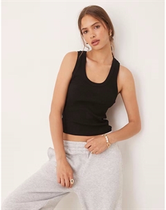 Топ-майка Rib Scoop в черном цвете Asos design