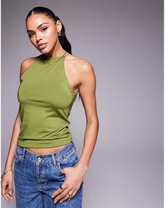 Топ-борцовка цвета хаки в облегающем стиле Asos design