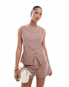 Жилет-комбинезон из денима цвета мокко Asos design
