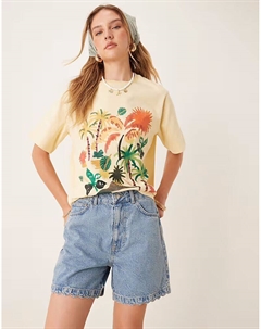 Джинсовые шорты с фестончатым краем, средне-синего цвета Asos design