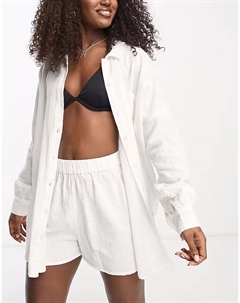 Белая хлопковая пляжная рубашка Asos design