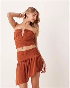 Асимметричная мини-юбка со сборками цвета ржавчины Asos design