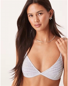 Текстурированный мини-бюстгальтер Orla с треугольными чашечками и оборкой нежно-голубого цвета Asos design