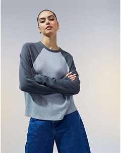 Топ с длинными рукавами реглан из вафельной ткани, мультиколор Asos design