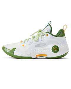 Амортизирующие износостойкие низкие баскетбольные кроссовки мужские white green Li-ning