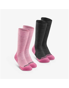 Носки для походов детские теплые средней высоты - SH100 розовые Quechua
