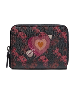 Кошелек Zip Around Coated Canvas Small Women's черный Coach