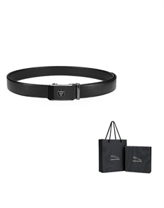 Кожаный ремень из коровьей кожи мужской черный 3,5 см Jaguar