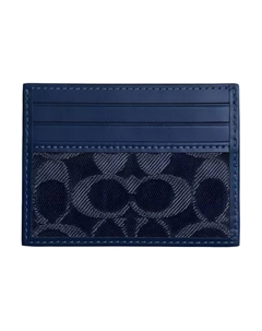 Мини-картхолдер для мужчин denim с calfskin, dark blue Coach