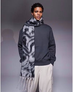 Большой тканый шарф с принтом зебры, черный Asos design