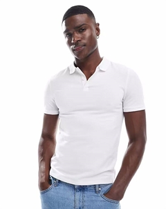 Поло Essentials облегающего кроя из белого пике Asos design