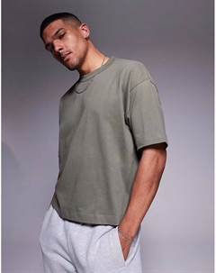 Плотная свободная футболка цвета хаки Asos design