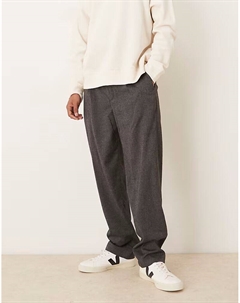 Брюки со складками спереди серого цвета Mango