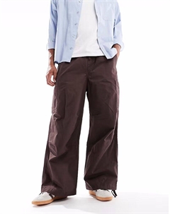 Брюки-карго свободного кроя из коричневого рипстопа Asos design