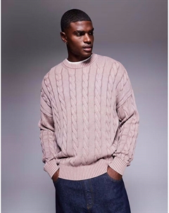 Свободный джемпер с косами в выбеленном розовом цвете Asos design