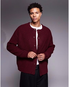 Свободный кардиган из плотной трикотажной ткани с круглым вырезом, бордового цвета Asos design