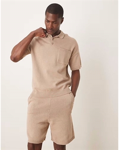 Свободные шорты средней плотности из трикотажного хлопка, цвет "камень", серо-бежевый Asos design