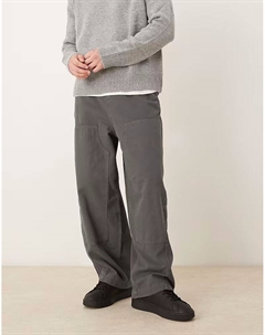 Брюки свободного кроя серого цвета с плотницкими деталями Asos design