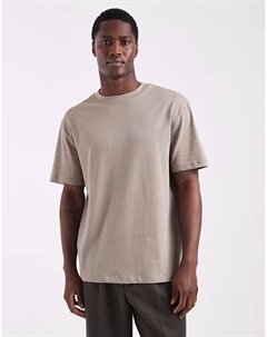 Плотная свободная футболка коричневого цвета Asos design