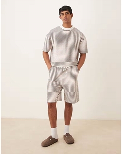 Короткие свободные шорты крючком бежевого цвета Asos design