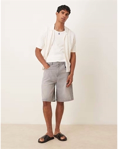 Длинные джинсовые шорты светло-серого цвета Asos design