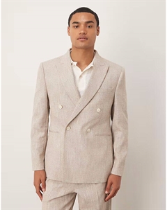 Двубортный пиджак классического кроя из бежевой ткани в крапинку Asos design