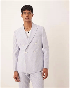 Тонкий пиджак из льняной смеси в синюю тонкую полоску Asos design