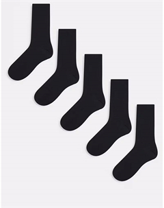 5 пар носков из хлопка черного цвета Asos design