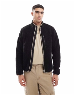 Флисовая кофта Outdoor с застежкой-молнией контрастного черного цвета Superdry