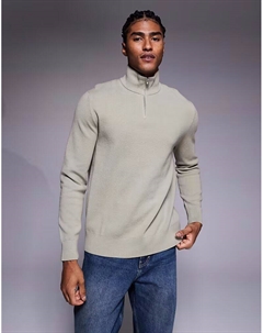 Свободный трикотажный джемпер с застежкой-молнией на половину длины зеленого цвета Asos design