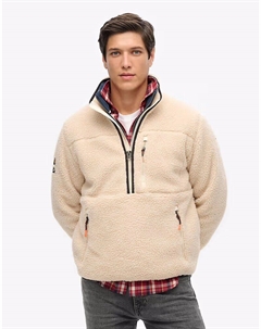 Флисовая кофта Outdoor с застежкой-молнией на половину длины, овсяно-бежевого цвета Superdry
