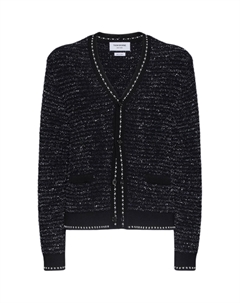 Кардиган V-образным вырезом из твида, черный Thom browne