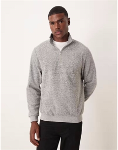 Джемпер с четвертной молнией и шерстяной смесью серого цвета Asos design