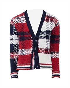 Клетчатая кардиган-кофта на пуговицах, красный Thom browne