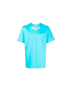 Футболка из хлопка с логотипом, синий Msgm