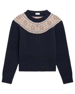 Свитер с длинными рукавами и круглым вырезом, синий Celine