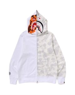 Bape City Camo полу-акула худи на молнии, белый A bathing ape®