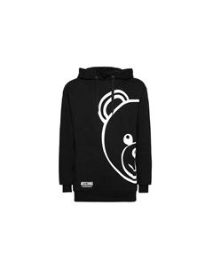 Мужская толстовка с капюшоном Pullover с мультяшным логотипом Teddy Bear черная Moschino