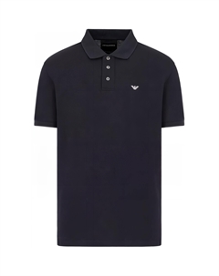 Мерсеризованная пике-поло с микроорлом, синий Emporio armani