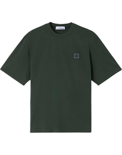 Футболка с логотипом на заплатке, темно-зеленый Stone island