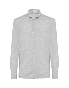 Длинный рукав вязаная рубашка, светло-серый Brunello cucinelli